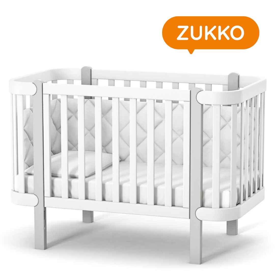 Dětská postýlka Zukko Gekko Kids 120x60. Bílá / Šedá